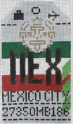 Hedgehog Needlepoint - Mexico City Travel Tag
