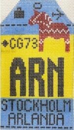 Hedgehog Needlepoint - Stockholm Travel Tag