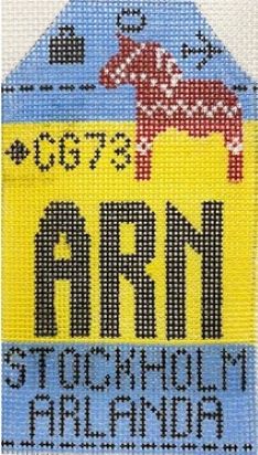 Hedgehog Needlepoint - Stockholm Travel Tag