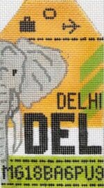 Hedgehog Needlepoint - Delhi Travel Tag