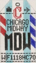 Hedgehog Needlepoint - Chicago Midway Travel Tag