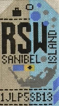 Hedgehog Needlepoint - Sanibel Island Travel Tag