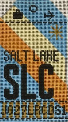 Hedgehog Needlepoint - Salt Lake City Travel Tag