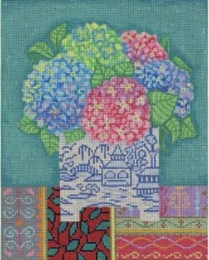 Brenda Stofft Designs - Hydrangeas in Blue/White Planter