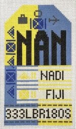 Hedgehog Needlepoint - Nadi Fiji Retro Travel Tag