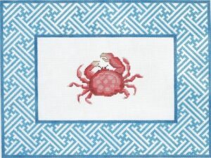 Kate Dickerson Needlepoint - Crab with Chinoiserie Border
