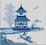 Susan Roberts Needlepoint - Asian Islands, Boat, Blue