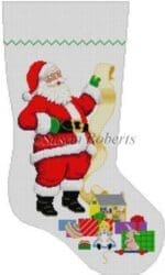 Susan Roberts Needlepoint - Santa with List - Girls Toys Stocking