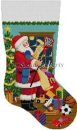 Susan Roberts Needlepoint - Santa's List - Boys Sports Toys Stocking