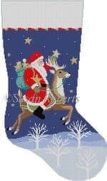 Susan Roberts Needlepoint - Santa Collecting Stars Stocking