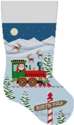 Susan Roberts Needlepoint - Santa's Train Engine Stocking