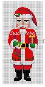 Susan Roberts Needlepoint - Santa w/Sock Nutcracker