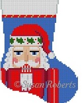 Susan Roberts Needlepoint - Santa Nutcracker Mini Stocking