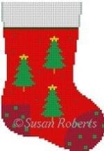 Susan Roberts Needlepoint - Christmas Trees Mini Stocking