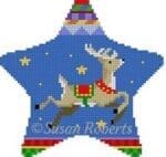 Susan Roberts Needlepoint - Flying Reindeer Star