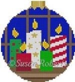 Susan Roberts Needlepoint - Christmas Candles Ornament