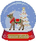 Susan Roberts Needlepoint - Reindeer Snow Globe