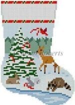 Susan Roberts Needlepoint - Forest Animal Tree Mini Stocking