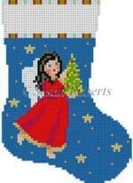 Susan Roberts Needlepoint - Angel w/Tree Mini Stocking
