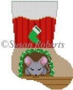 Susan Roberts Needlepoint - Sleeping Mouse Mini Stocking