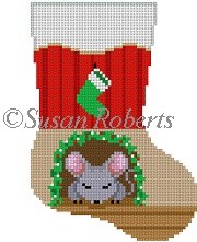 Susan Roberts Needlepoint - Sleeping Mouse Mini Stocking