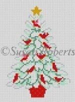 Susan Roberts Needlepoint - Red Bird Tree Ornament