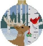 Susan Roberts Needlepoint - Cardinal Gift 3 1/4" Round