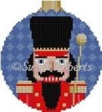 Susan Roberts Needlepoint - Band Major Nutcracker 3 1/4" Round