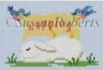 Susan Roberts Needlepoint - "Napping" Sleeping Bunny Sign