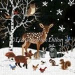 Tapestry Tent - Winter Forest Friends at Night