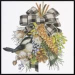 Melissa Shirley Designs - Black & White Ribbon Pinecone