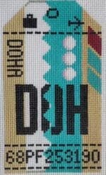 Hedgehog Needlepoint - Doha Retro Travel Tag