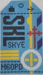 Hedgehog Needlepoint - Isle of Skye Retro Travel Tag