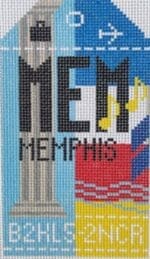 Hedgehog Needlepoint - Memphis Retro Travel Tag