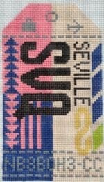 Hedgehog Needlepoint - Seville Retro Travel Tag