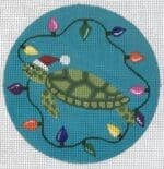 JP Needlepoint - Turtle with Christmas Lights
