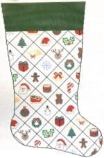 Penny Linn Designs - Holiday Stocking with Green Cuff