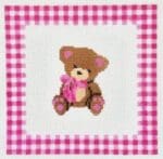 KCN Designers - Teddy Bear with Gingham Border in Pink