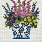 Alice Peterson Company - Blue/White Pot with Bouquet