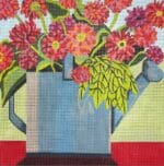 Alice Peterson Company - Watering Can with Red Flowers