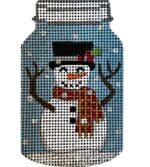 Alice Peterson Company - Snowman in Top Hat in Mason Jar Ornament