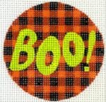 Kate Dickerson Needlepoint - Halloween Mini - BOO on Orange & Black Gingham