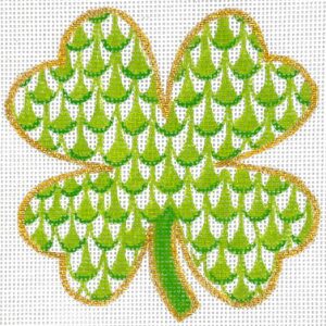 Kate Dickerson Needlepoint - Fishnet Mini - Four Leaf Clover