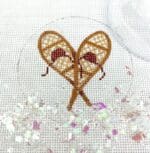 Kate Dickerson Needlepoint - 3" Round w/Clear Dome & Confetti - Snowshoes