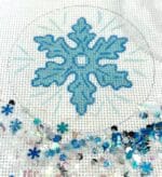 Kate Dickerson Needlepoint - Christmas Ornament w/Clear Dome & Confetti - Snowflake