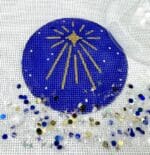 Kate Dickerson Needlepoint - Christmas Ornament w/Clear Dome & Confetti - Star of Bethlehem