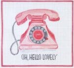 Kate Dickerson Needlepoint - "O Hello Lovely" Retro Pink Telephone