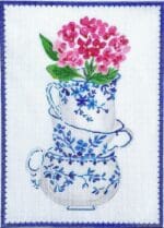 Kate Dickerson Needlepoint - Blue & White Stacked Teacups