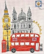 Kate Dickerson Needlepoint - London w/Double Decker Bus
