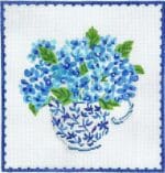 Kate Dickerson Needlepoint - Single Blue & White Teacup
